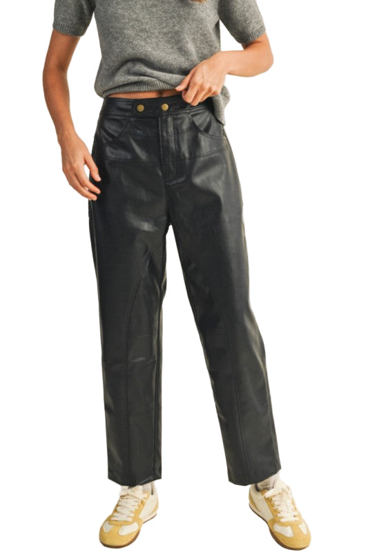 Pantalones Efecto Piel Negros