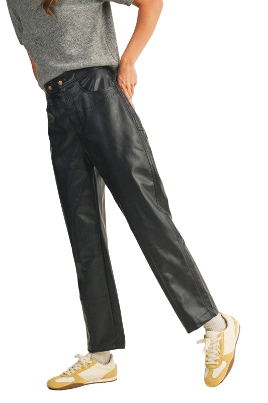 Pantalones Efecto Piel Negros