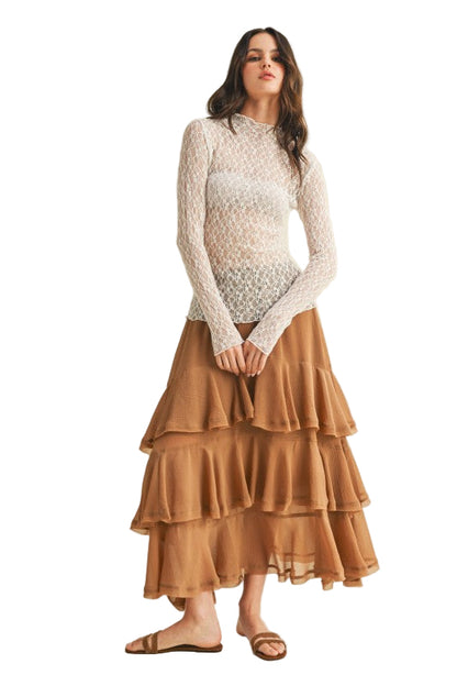 Falda Olanes Caramelo