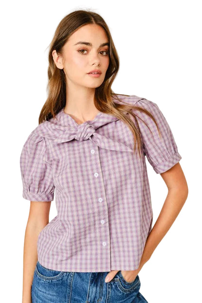 Blusa Cuadros con Lazo