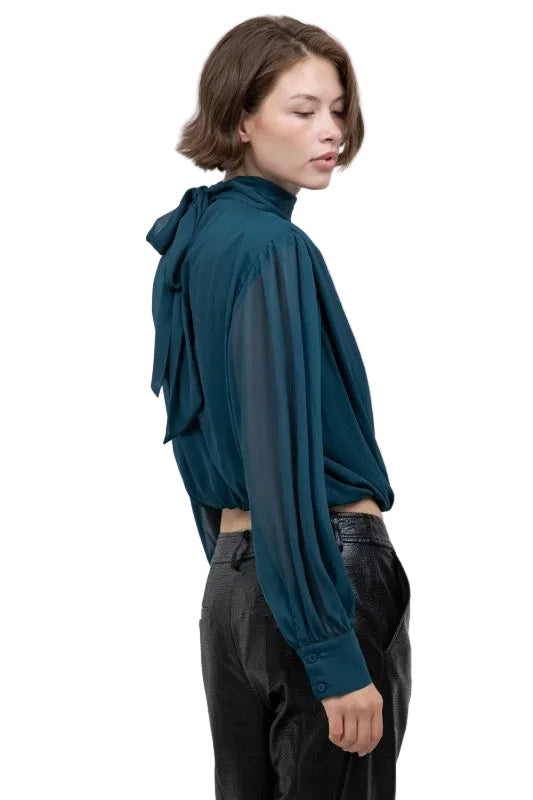 Blusa Drapeada Turquesa