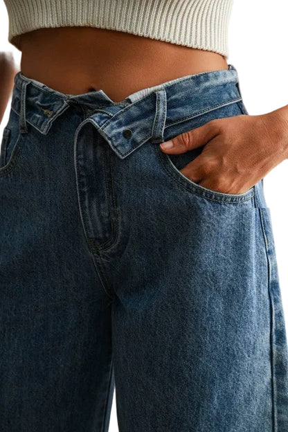 Jeans Barrel Pretina Volteada
