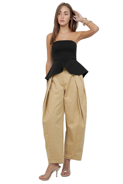 Strapless Negro con Peplum