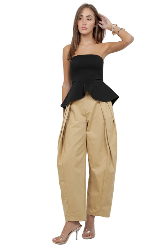 Strapless Negro con Peplum