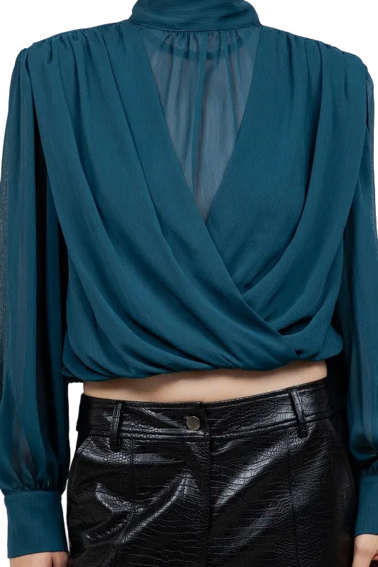Blusa Drapeada Turquesa