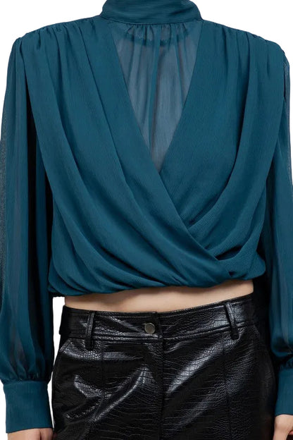 Blusa Drapeada Turquesa