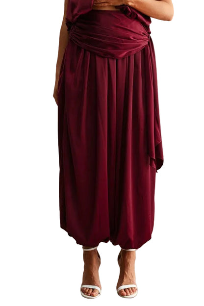 Set Halter Satinado Vino
