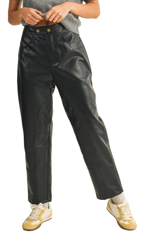 Pantalones Efecto Piel Negros