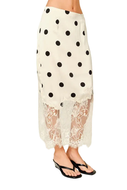 Falda Polka Dot Encaje Crema