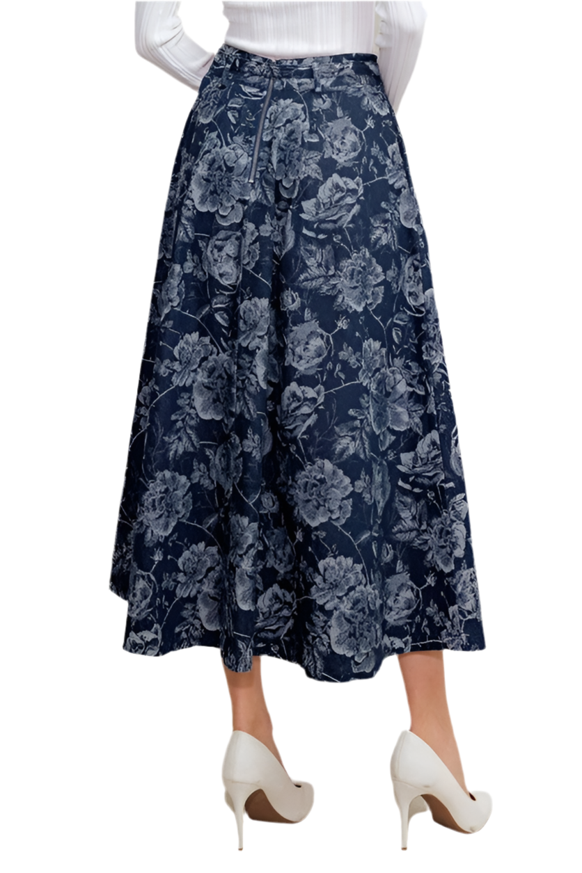 Falda Flores Denim