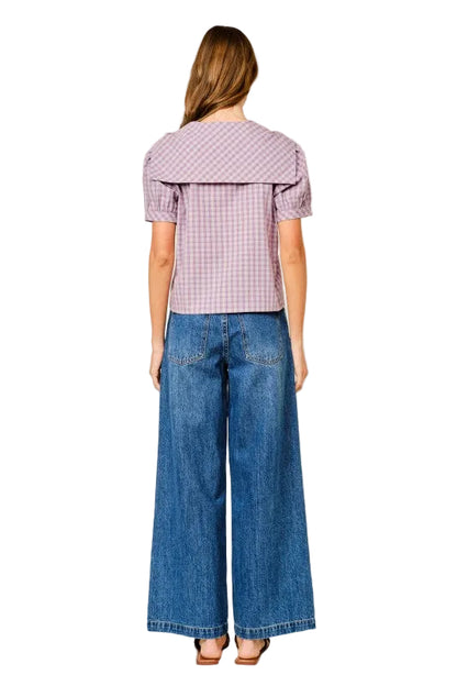 Blusa Cuadros con Lazo