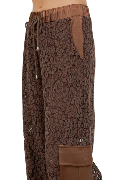 Pantalón Cargo Encaje Café