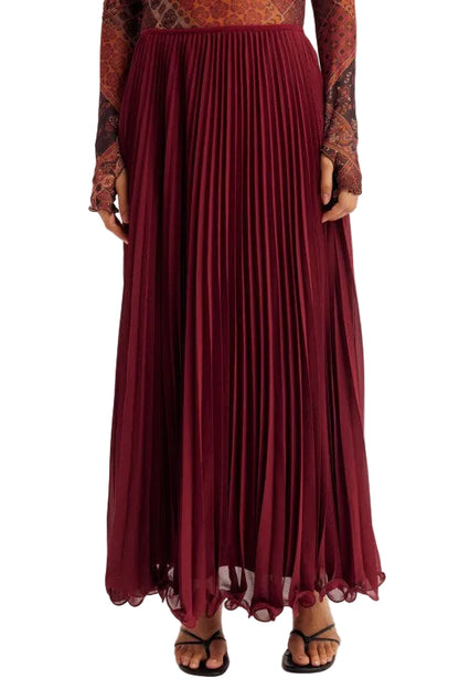 Maxi Falda Plisada Vino