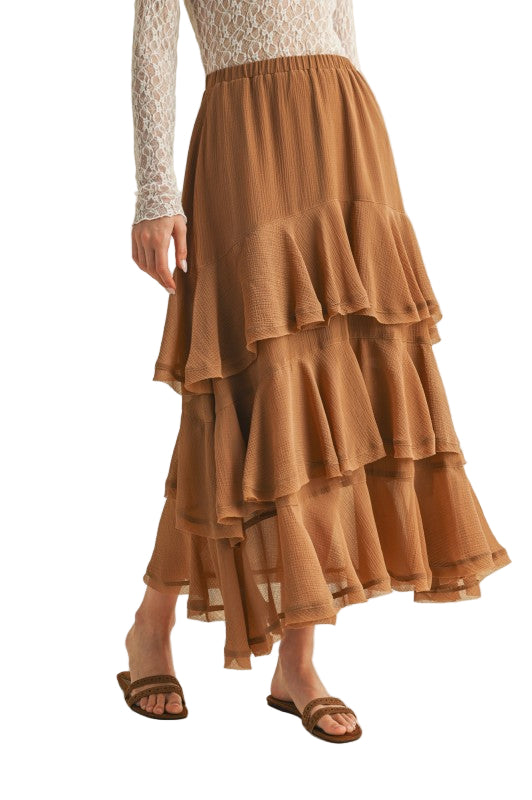 Falda Olanes Caramelo