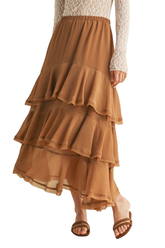 Falda Olanes Caramelo