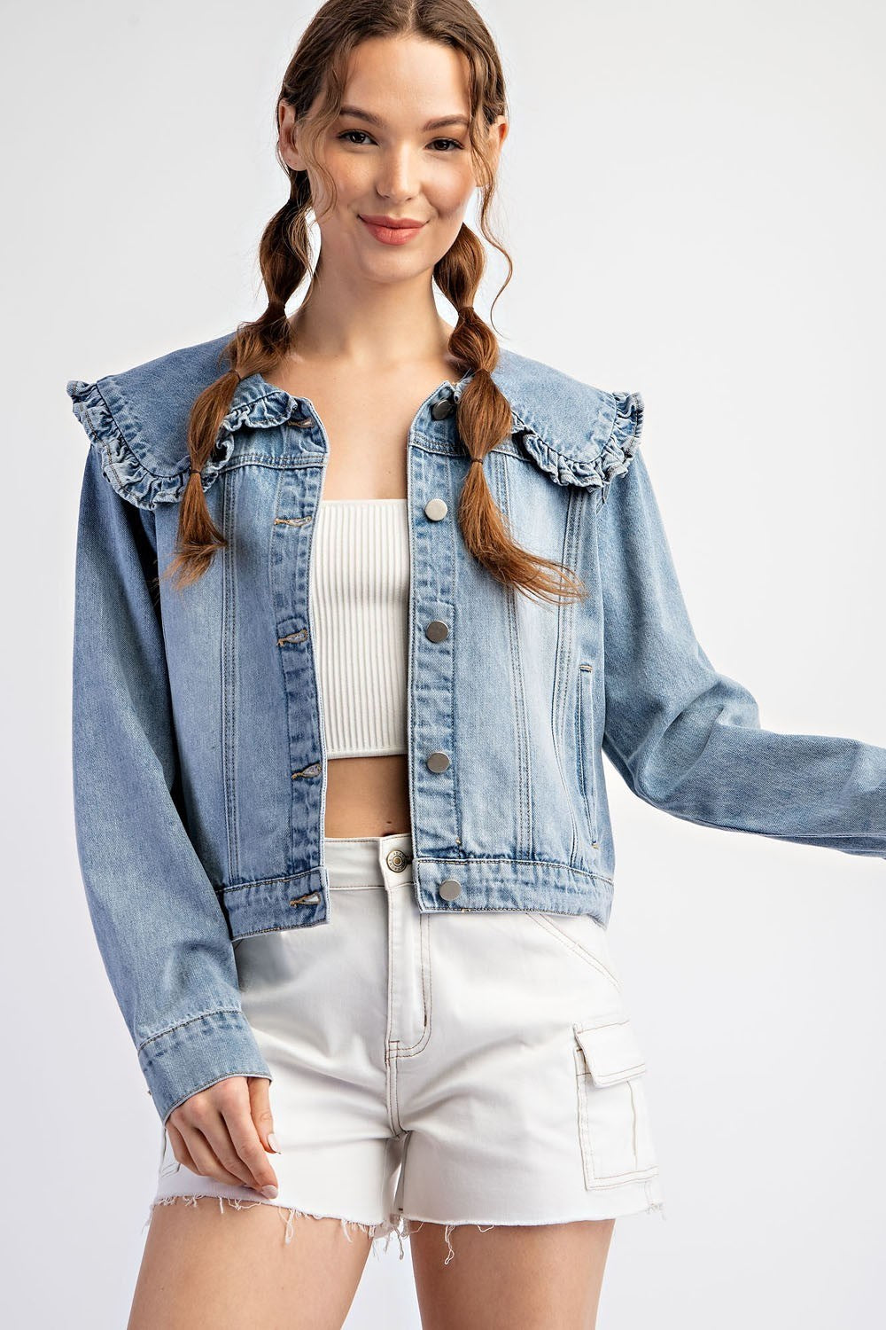 Chamarra Denim con Cuello Bobo