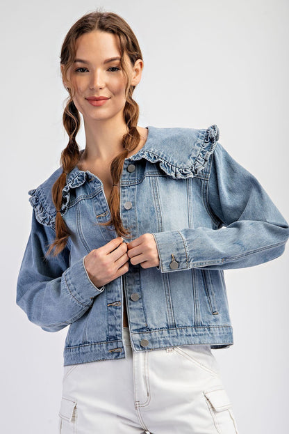 Chamarra Denim con Cuello Bobo